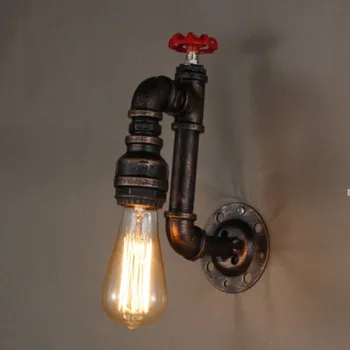 Vodovodné Potrubia Loft Vintage Retro Kovaného Železa Priemyselné Nástenné Svietidlo Sconce Kladka Žiarivky E27 Edison Prívesok Lampa Domov Svietidlá