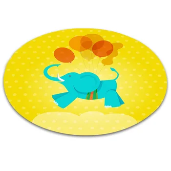 Vtipné Roztomilý Žlté Slon Hrá S Balónmi Kolo Koberec Baby Dieťa Domov Obývacia Izba, Spálňa Oblasti, Koberec, Kúpeľňa Mat Deti