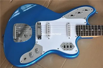 Vysoko kvalitné klasické dedičstvo jaguar jazz elektrická gitara kovové modrá doprava zadarmo