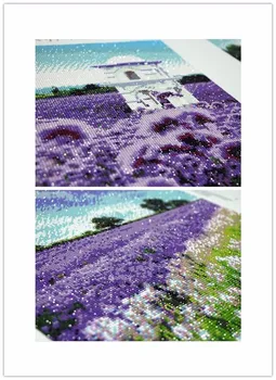 Vyšívanie Diy Diamond Maľovanie Cross Stitch Lake House a kvety Scenérie Diamond výšivky kocka vŕtať Drahokamu Obrázok