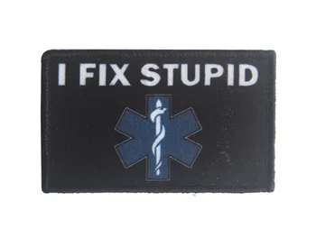 Vyšívané som opraviť hlúpy funny Škvrny EMT Medic vojenské patch háčik späť taktické odznak DIY pre kabát vesta