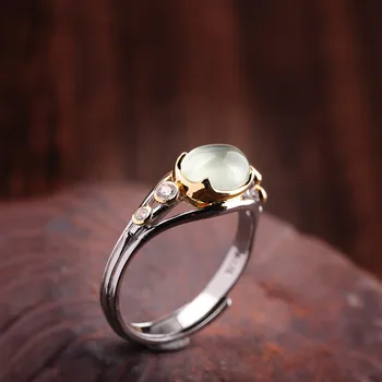 Výrobcov priame módne čierne zlato plavidlá S925 mincový striebro šperky dámske otvoriť hrozna kamenný kruh
