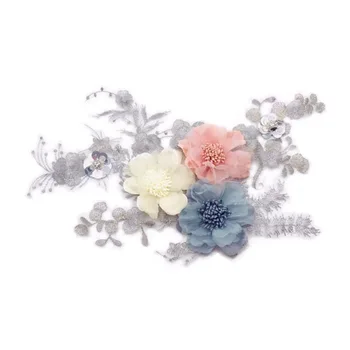Výšivky farba čipky kvety ručne troch-dimenzionální kvetinové výšivky, tkaniny nálepky príliv DIY kvet čipky, krajky patch