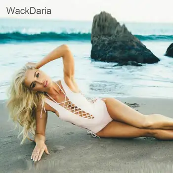 WackDaria nové čalúnená jeden kus obväz v black/red/white beach kryt plavky, plavky ženy plavky biquini купальник