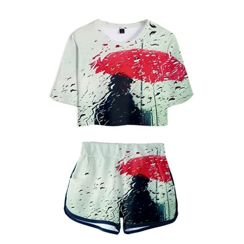 WAMNI Patria Nekryté Pupok T-shirt Bežné Šortky Dva-dielna Sada 3D Fashion Tlač Hip-hop Bežné Vyhovovali Harajuku Polyester Textílie