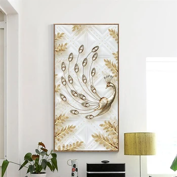 Wellyu abstraktných de parede Vlastné veľké tapety 3D photo nástenná maľba mäkké gold leaf páva šperky 3d обои vstup oblasť tapety 38040