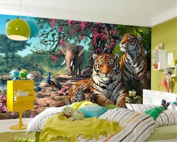 Wellyu Vlastné 3d tapeta tiger rodiny, olejomaľba, TV joj, steny фотообои obývacia izba, spálňa deti miestnosti 3d tapety