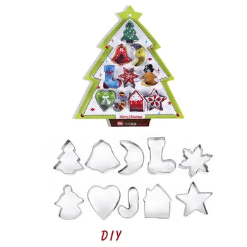 X-mas Cookie Nožnice na Tortu Formy Formy Strom Star Dom Zvony Snowflake Vianočné Sušienky Pečenie Nástroj z Nerezovej Ocele 10pcs/set