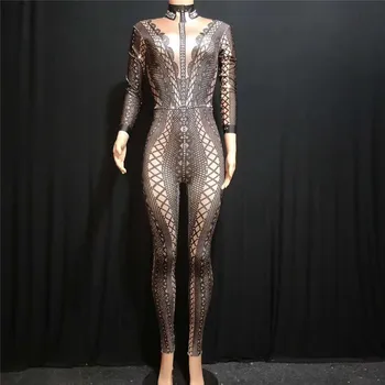 X02 Ženský pól tanec kombinézu tlač čipky jumpsuit čierne diamanty oblečenie ballroom dance spevák nosí obliekať dj šaty, kostým