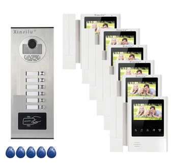 XINSILU Nová Položka Home Security Intercom Systém Doorphone Pre 6-apartmán na 1. Poschodí 4.3