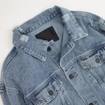 XUXI Patchwork Rozštiepené Vintage Tenkú vrstvu Ženy Denim Jacket Voľné A Neformálne Singel svojim Streetwear Jeseň 2020 FZ2953