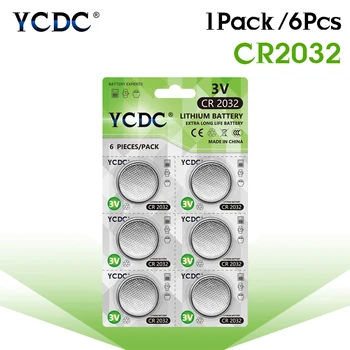 YCDC 6Pcs/1Pack CR2032 Lítiová Batéria DL2032 BR2032 EA2032C ECR2032 L2032 CR 2032 Li-ion batéria 3V Tlačidlo Bunky Mince Li-Po Batérie