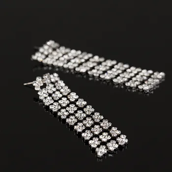 YFJEWE Veľkoobchod Luxusné Dlhé Crystal Fashion Drop Svadobné Náušnice Strieborné farebné Náušnice Pre Ženy, Šperky, Doplnky E309