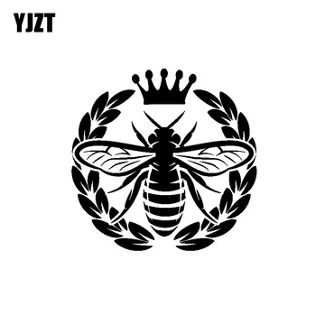 YJZT 15.4 M*15.1 CM Pôvodná Krásne Jemné Umelecké Hmyzu Koruny Honey Bee Vinyl Odtlačkový Cool Auto Nálepky Čierna/Strieborná C19-1218