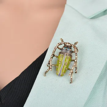 Yo 2019 Nové Zelené Hmyzu Brošňa pre Ženy Príslušenstvo Šperky, staré Dobové Kovové Chrobák Smalt Pripnúť Odznak šperky 16