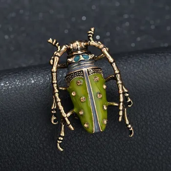 Yo 2019 Nové Zelené Hmyzu Brošňa pre Ženy Príslušenstvo Šperky, staré Dobové Kovové Chrobák Smalt Pripnúť Odznak šperky