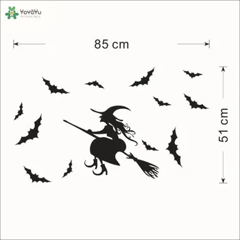 YOYOYU Stenu Odtlačkový Vinyl Umenie Miestnosti Dekorácie Halloween Čarodejnice Bat Dekor Wall Paper Art Removebale Domova Nálepky YO468