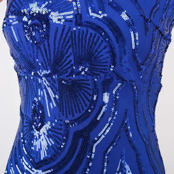 YULUOSHA Sexy Novú Dlhé Večerné Šaty Backless tvaru Sequined Morská víla bez Rukávov Kráľovská Modrá Šaty Elegantné Šaty, De Soiree