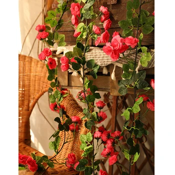 Yumai 170cm Hodváb Ruže Kvet String Umelé Viniča na Stenu, Dekorácie, Závesné Ratanové Kvety Garland Svadobné Domova 4435