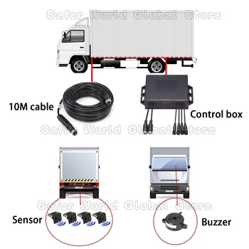 Zadný Nárazník Zadnej strane Parkovacie Senzory Zálohy Radar Nastaviť Pre 24V Bus / Truck Van / Trailer / RV / Táborníci / Traktora