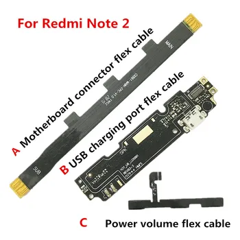 ZAPNUTIE/VYPNUTIE Hlasitosť Nahor/Nadol, s USB Nabíjací Port Flex Kábel a Konektor základnej Dosky Flex Kábel pre Xiao Redmi Poznámka 2