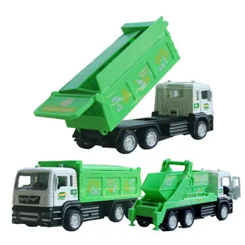 Zelená 1:52 Vytiahnuť Späť Auta Simulácia Dvojité Dvere Odpadkov Čistenie Truck Autíčka Narodeninám Zliatiny Veľké Dump Truck Chlapcov, Hračky