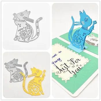 ZhuoAng 2019 nové kreslené modrá mačka dizajn znížiť duté DIY clip art photo album dekoratívne transparentné tesnenie formy papier karty