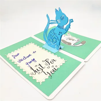 ZhuoAng 2019 nové kreslené modrá mačka dizajn znížiť duté DIY clip art photo album dekoratívne transparentné tesnenie formy papier karty
