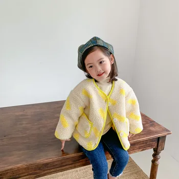 Zimné 2020 módne teplé vlnené hrubé bundy kórejský štýl 1-6 rokov dievčatá módne bežné zahustiť coats