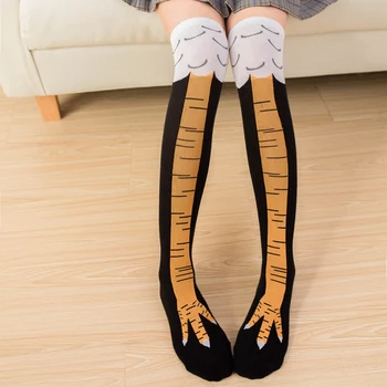 Zimné Jeseň Ženy 3D Kuracie Tlač Ponožky Zábavnej 3D animovaný Stehná Vysoké Ponožky Roztomilý Módne Dámy Tenké Prst Nohy Ponožky Cosplay