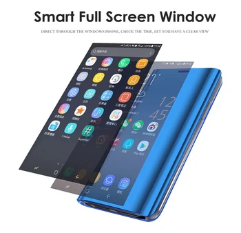 Zrkadlo Shell Smart Telefónu Tašky Luxusné Kožené Flip Book obal pre Xiao Mi 8 Kryt Prípade Huawei I 8 PRO Prípade Jasný Pohľad Mi8 SE