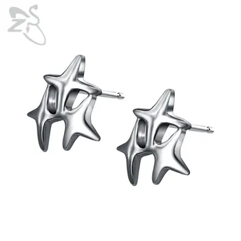 ZS Reálne 925 Sterling Silver Star Stud Náušnice, Módne Šperky, Piercing Roztomilý Brincos Malé Ucho Pin aretes de mujer modernos