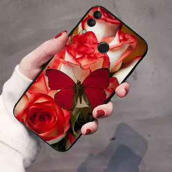 Červená motýľ na biele ruže kvet Telefón puzdro Na Huawei Honor 7C 7A 8X 8A 9 10 10i Lite 20 NOVA 3i 3e 6760