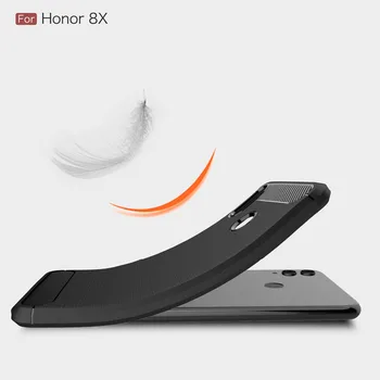Česť 8X puzdro Carbon Fiber Silikónové Prípadoch Mäkké puzdro Pre Huawei Honor 8X Honor8X Ochranný Kryt Telefónu Coque Fundas Etui