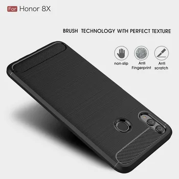 Česť 8X puzdro Carbon Fiber Silikónové Prípadoch Mäkké puzdro Pre Huawei Honor 8X Honor8X Ochranný Kryt Telefónu Coque Fundas Etui