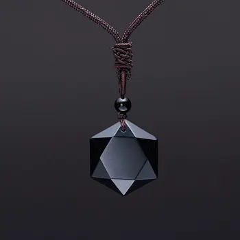 Čierny Obsidián Náhrdelník Golier Prívesok Šťastie, Láska Krištáľové Šperky s Lanom Drop Shipping 12604