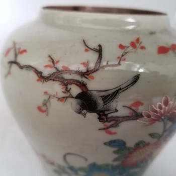 Čínske staré porcelánové Pastel Maľovanie Kvet, Vták Maľovanie Veko Jar