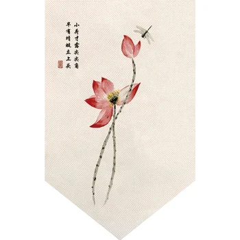 Čínsky Lotus Trojuholníkové Opony Spálne, Obývacia Izba Occlusion Krátke Záclonové Kuchyňa Opony Visia Vlajky Dekoratívny Záves