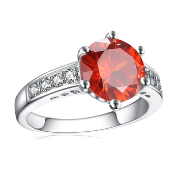Šesť Pazúr drahý Kameň Rose Gold Ring pre Ženy Párty Dievča, Darček k Narodeninám Pani Súčasnosti Red Crystal Prst Prsteň