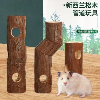 Škrečok priechod hračka drevené rúry tunela labyrint DIY vták pet hračka drevené rúry strom barel Golden Bear športové hračky