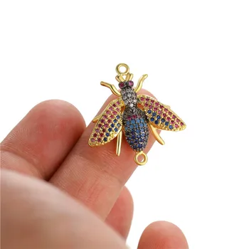Šperky Zistenia Farebnými Zirkónmi Hmyzu včely Kúzlo Prívesok Konektory Pre Šperky, Takže DIY Náramky Príslušenstvo
