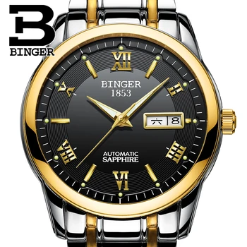 Švajčiarsko hodinky mužov luxusné značky náramkových hodiniek BINGER svetelný Automatickom vietor plný nerezovej ocele, Vodotesné BG-0383-17 54436