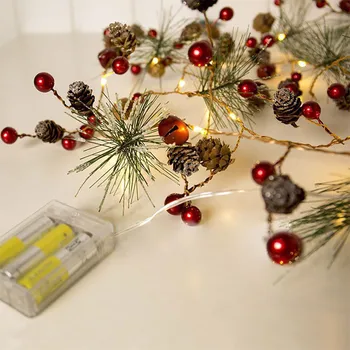 Šťastné A Veselé Vianoce, Stromček String Svetlá Víla Borovicová Šiška Led Girlandy Xmas Party Domov, Miestnosti Visí Dekor Lampa Reťazce Ornament 112