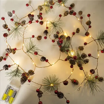 Šťastné A Veselé Vianoce, Stromček String Svetlá Víla Borovicová Šiška Led Girlandy Xmas Party Domov, Miestnosti Visí Dekor Lampa Reťazce Ornament 112