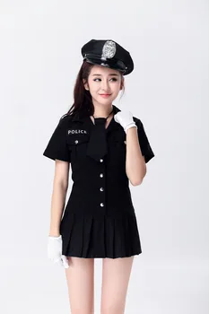 Žena je Sexy Čierne Uniformy Dospelých Policajti Úradník Cosplay Kostým Halloween Policewomen Maškarný