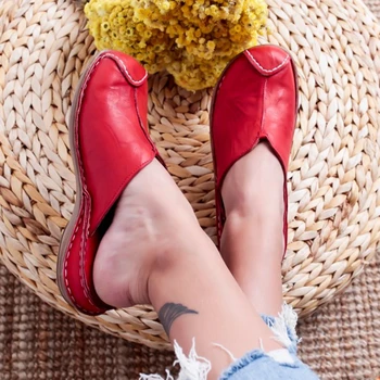 Ženy Kolo Prst Nízkom Podpätku List Letné Sandále, Papuče Trstiny Tkané Pláže Topánky Žena Mule Ploché Sandále Sandalia Feminina 2020