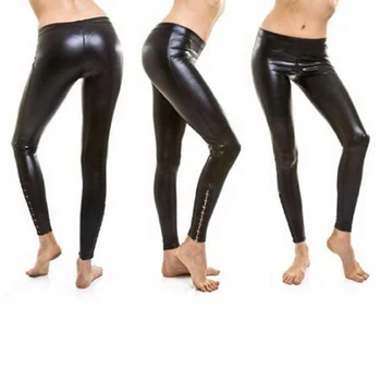 Ženy Sexi čierne latexové pančuchy nohavice pre ženy na prírodnej gumy nohavice plus veľkosť Hot predaj Prispôsobiť služby