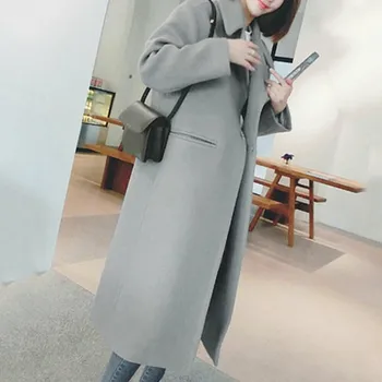 Ženy Vlny Kabát,2019 Zimné Nové Príležitostné kórejská Verzia Slim Dlhá Srsť,celý Rukáv Vyhovovali Golier Dámske Plus Veľkosť Módy Coats#J30
